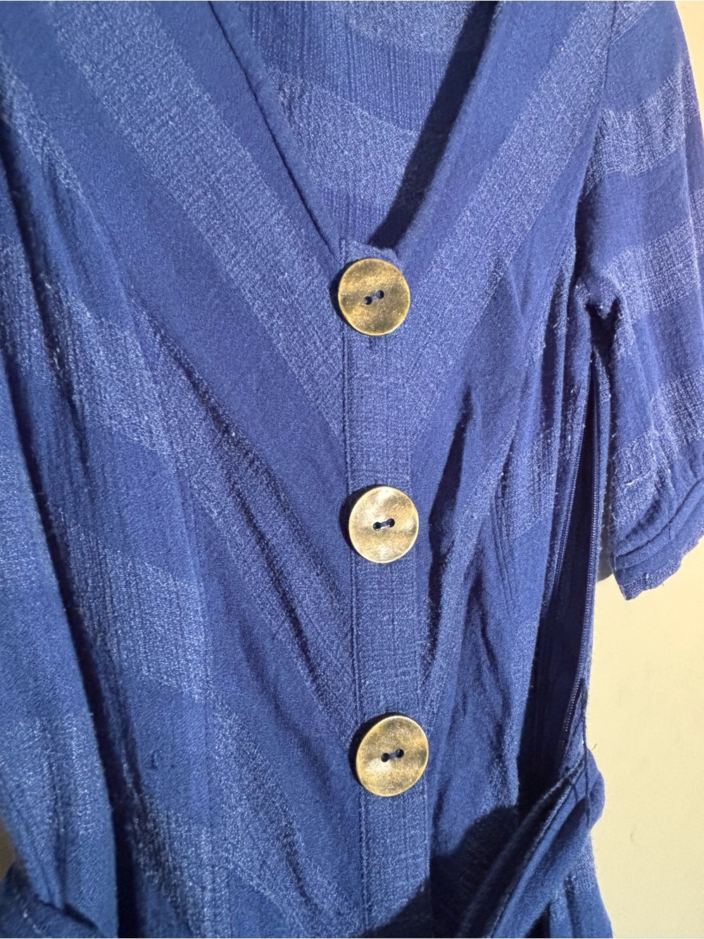 Anthropologie Navy Button-Front Textured Women's Dress